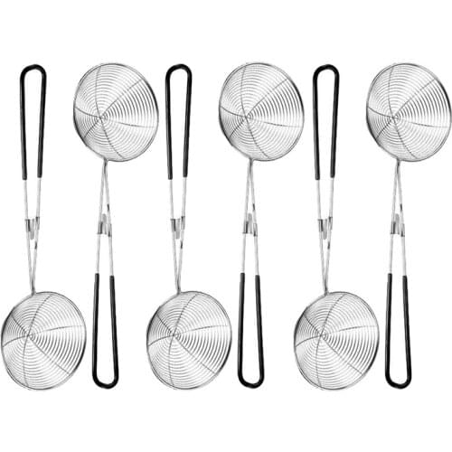 Stainless Steel Colander Sieve,Wire Skimmer Spoon with Handle for Hot Pot Eating Soup Draining and Pearl Food(6 Pieces)