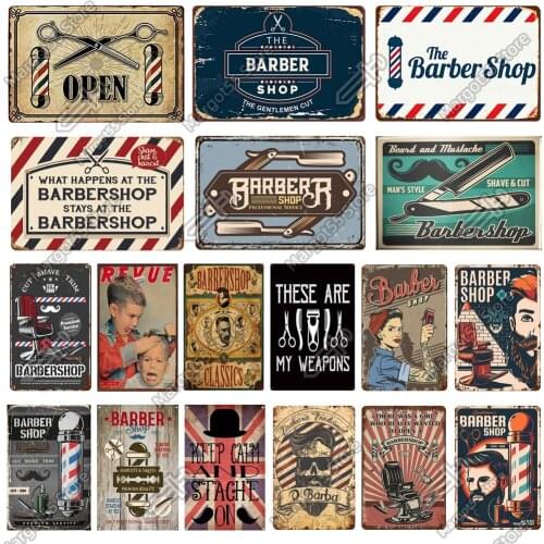 Metal vintage/retro Style Tin Sign for coffee Office Workshop Barbershop Sweet home Plates Barber Art Wall Decoration 12x8Inches