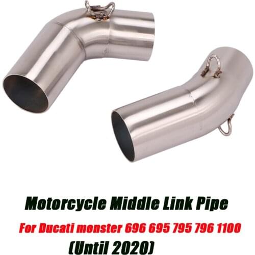 Motorcycle Middle Pipe Left Right Side Stainless Steel Link 51mm Exhaust Muffler Pipe For Ducati monster 696 695 795 796 1100