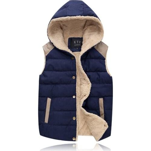 Mens Jacket Sleeveless Vests Winter New Fashion Casual Coats Brand Hooded Cotton-Padded Mens Vest Men Thickening Waistcoat