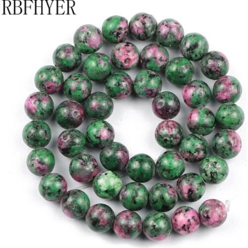 Natural Rub y zoisite Stone Beads Round Loose Spacer Beads For Jewelry Making DIY Bracelets Necklace 15" Pick Size 4/6/8/10/12mm