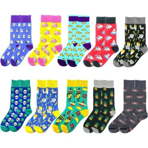 New 2020 Spring Womens Socks Harajuku Combed Cotton Cute Crazy Happy Cartoon Pink Pig Shark Printed Funny Novelty Socks Men