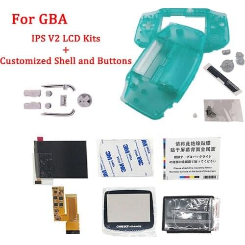 New Customized shell housing and buttons with IPS V2 LCD Screen Kits for GBA Backlight LCD V2 Screen High Brightness For GBA