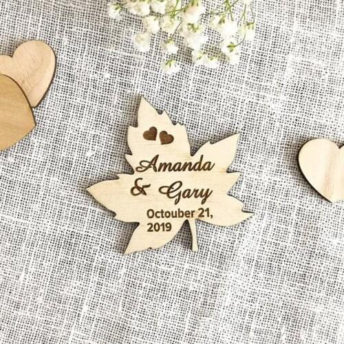 Fall Leaf Save The Date, Wood Save The Dates Magnet, Wedding Invitation, Wedding Favors, Fall Wedding Magnet