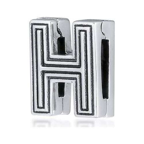 Fits for Pandora Charms Bracelets Letter H Clip Beads 100% 925 Sterling Silver Jewelry Free Shipping