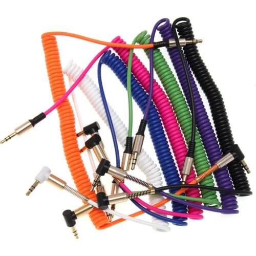 Spring 3.5mm Jack Aux Audio Cable Gold Plug AUX Cord for Phone Car Speaker MP3/4 Headphone 100pcs