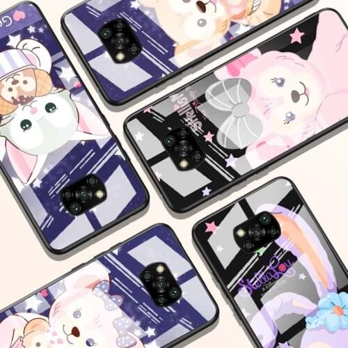 Duffy Disney Bear for Xiaomi POCO X3 NFC F3 M2 X2 F2 Redmi K30 Redmi Note 9 Pro Luxury Tempered Glass Phone Case