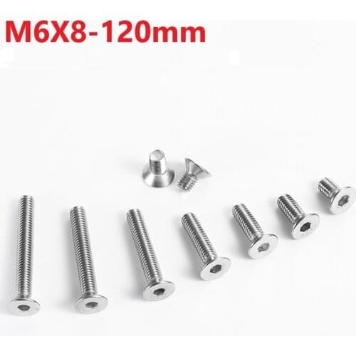 6mm 304 Stainless Steel Hexagon Socket Countersunk Flat Cap Head Screw M6x8 10 12 90 95 100 120mm Countersunk Socket Head Screw
