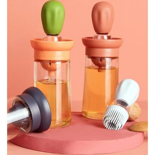 Silicone Glass Oil Container 150ml Kitchen Oil Bottle With Brush Barbecue Spray Bottle Oil Dispenser For Kitchen Cooking BBQ