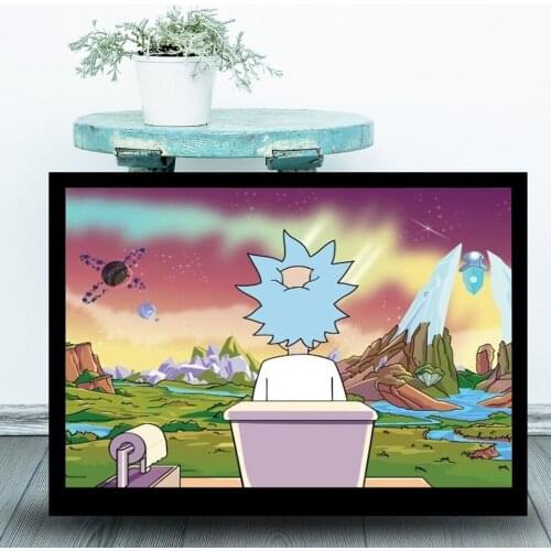 Modern Cartoon Funny Toilet Wall Art Canvas Painting Rick Inspired Bathroom Poster Printing Toilet Humorous Picture Home Decor F