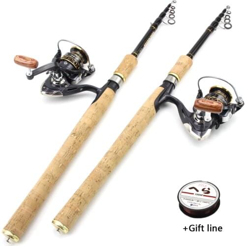 1.8m2.1m2.4m2.7m lure rod Telescopic Spinning rod and Reel Set Cork handle Carbon lure fishing pole Rod Reel Combos pesca