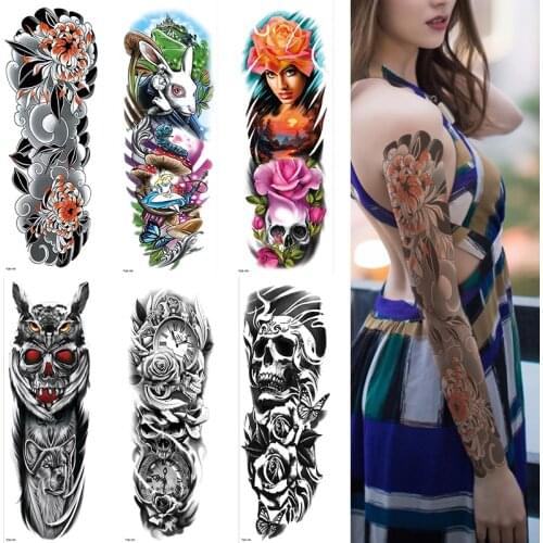 Temporary Tattoos Full Arm and Half Arm Tattoo Sleeves for Men Women 1Sheets