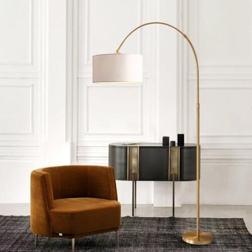 All copper post-modern living room floor lamp Nordic creative personality bedroom simple high-end fishing light luxury study