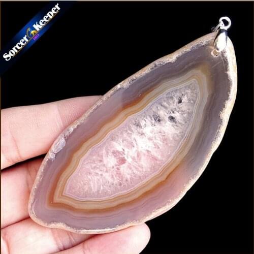 High Quality Natural Crystal Cluster Gem Stone Jewelry Polished Faceted Agates Slice Beads Pendant Necklace for Women WS279