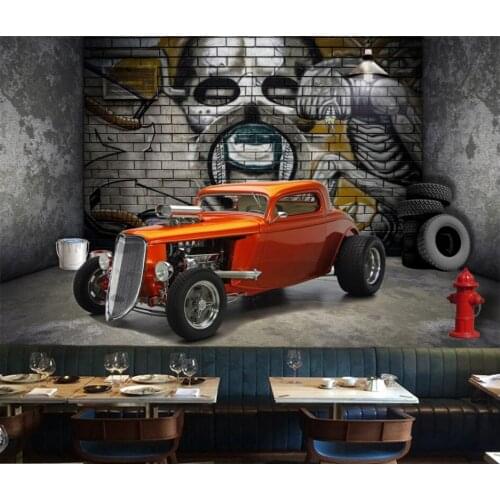 WDBH Custom photo 3d wallpaper vintage classic car brick wall graffiti home decor room 3d wall murals wallpaper for walls 3 d