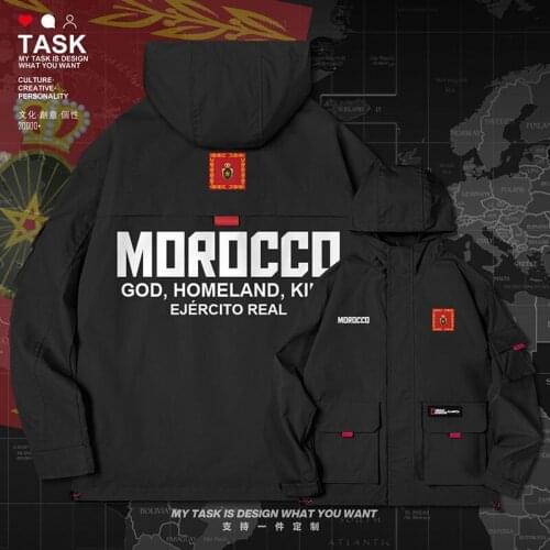 The Western Kingdom of Morocco Moroccan MAR men jacket hooded Land Force logo army fan trench coat men printed clothes autumn