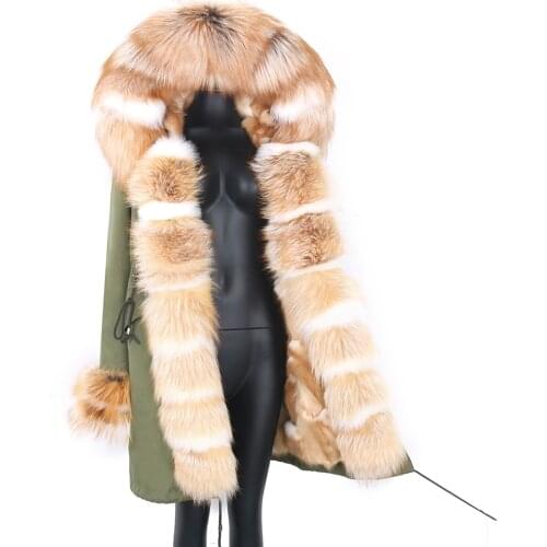 2021 New Women Winter Jacket Long Parka Natural fox fur Coat Luxury Warm And Large Fur Collar Parka Female Removable Streetwear