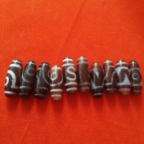 10Pcs/Lot Rare Horseshoe Pattern Natural Agate Dzi Bead Money Hook Two Eyes Fortune Three Eyes Tiger Tooth Amulet Loose Jewelry