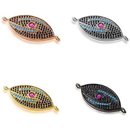 12*30mm Evil Eye multicolor crystal micro pave cz zircon cubic zirconia beads DIY necklace charm bracelet connectors making hcg3