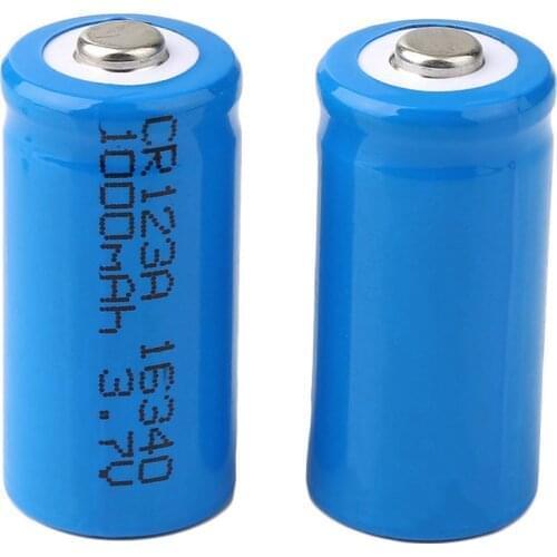 2pcs 3.7V 1000mAh CR123A 16340 Li-ion Rechargeable Flashlight Battery