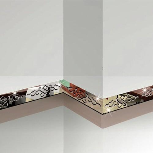 2 Pcs/set Moire Acrylic Mirror Stickers Wall Sticker Skirting Line Decor Living Room Home Decoration Accessories