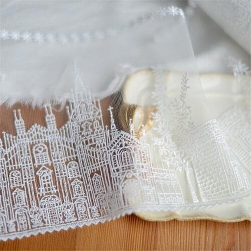 AHYONNIEX 15cm x 1 yard length H076 Princess Castle Embroidered Lace Mesh embroidery lace free shipping