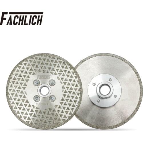 2pcs Diamond Cutting Disc Electroplated Saw Blades M14 Flange Single Side Coated Diamond Wheel Grinding Disc Dia 125mm/5"