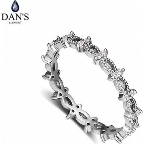 DANS Real Austrian Crystals Brand AAA Zirconia Micro Inlays Fashion Ring for women New Geometric 112281white