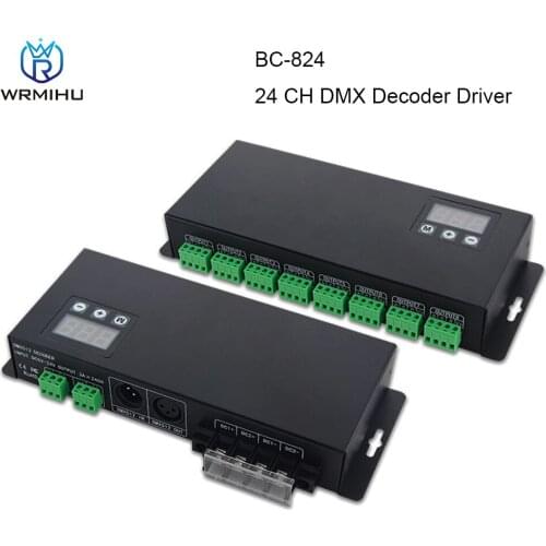 BC-824 3A*24CH DMX512 Decoder DC5V-24V Voltage Input DMX512/1990 3-Digit Digital Tube Displays DMX Address Code