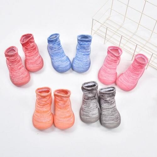 2018 Solid Cute Kids Socks Shoes Baby Cotton Socks Warmers Cute Socks Boy Girl Children Non-Slip Rubber Sole Autumn Winter socks