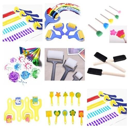 Sponge Painting Brushes Children Painting Brush Kids DIY Graffiti Drawing Toys Kindergarten Early Educational Toy Supplies