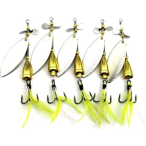HENGJIA 5PCS/lot Metal hard bait spoon silver golden fishing lure bass pike fishing tackle spinnerbait 6 colors
