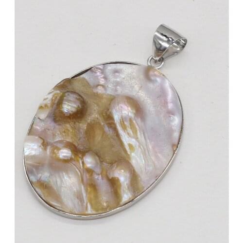 Natural Shell Mother of Pearl Shell Pendant Fashion Oval Pendant For for Jewelry Making DIY Necklace Earring Accessories 36x46mm