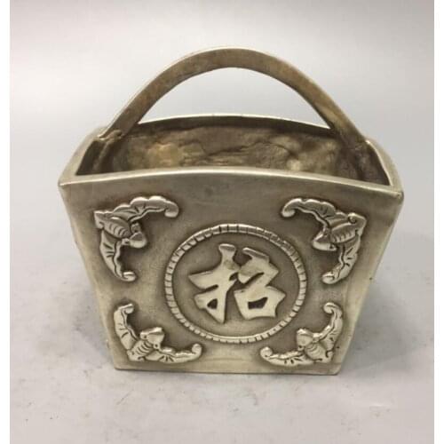 China White copper treasure bowl wealth crafts statue