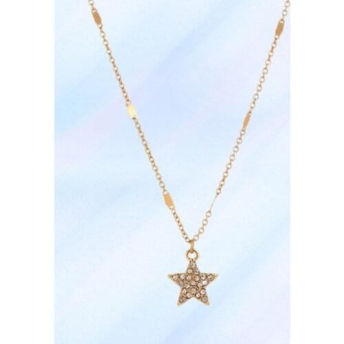 Fashion luxury womens five-pointed star geometric clavicle chain necklace pendant party gift jewelry necklace wholesale