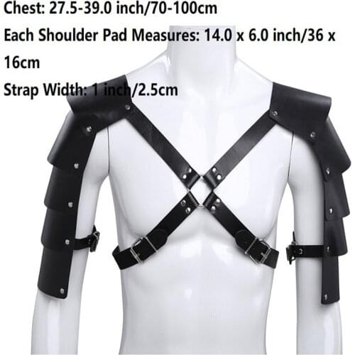 Men Medieval Costume Armor Cosplay Accessory Vintage Gothic Warriors Knights Shoulder PU Leather Harness