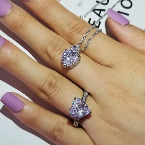 925 Sterling Silver Jewelry set halo Engagement ring round stud earring for Wedding christmas Valentines Day gift party J5855