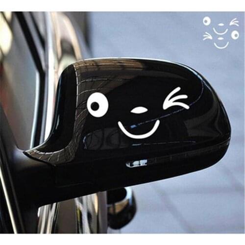 2pcs/set Cute Face EL Sheet Car Sticker for Auto Car Side Mirror L+R Rearview Car Decoration Stickers Universal Car Accessories