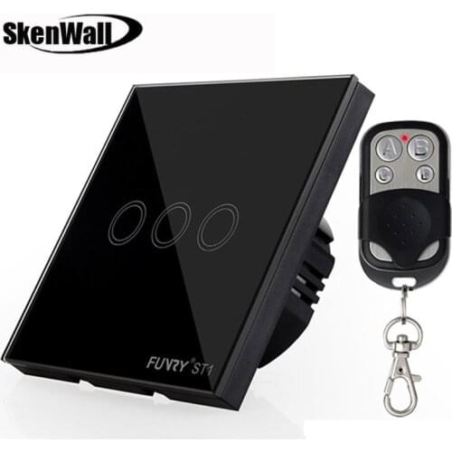 EU Standard 3Gang 170-240V 433MHz Wall Switch Touch Switch Smart Remote Control Luxury Crystal Glass Surface Waterproof 86*86mm