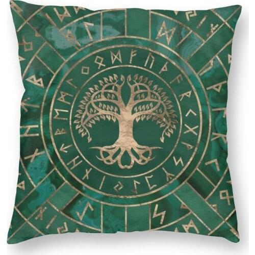 Tree Of Life Yggdrasil And Futhark Viking Cushion Cover Vikings Floor Pillow Case for Car Fashion Pillowcase Home Decorative