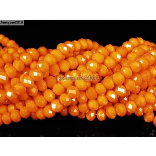 Opaque Orange Czech Crystal 2mm x 3mm Faceted Rondelle Loose Spacer Beads For Bracelet Necklace Jewelry Making 10 Strands/Pack