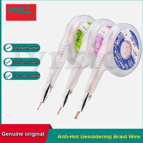 Original Goot Lead-free RoHS MSDS Anti-Hot Desoldering Wick BGA Braid Copper Wire Solder Remover 1.5mm 2mm 2.5mm 3mm Width