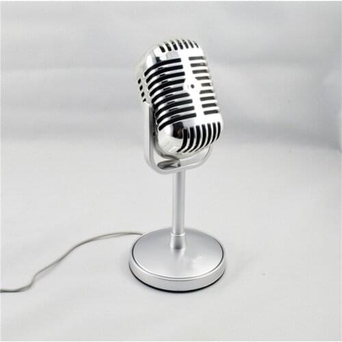 Retro wheat bright silver plating condenser microphone computer K song recording wired microphone