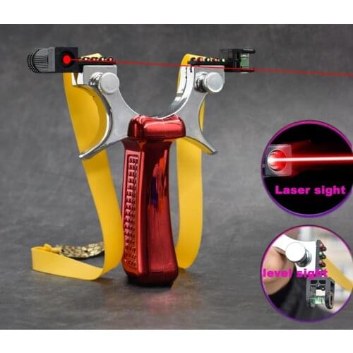 High-precision Laser Slingshot with Flat Rubber Band Detachable Slingshot Head Powerful Catapult for Outdoor Shooting Hunting