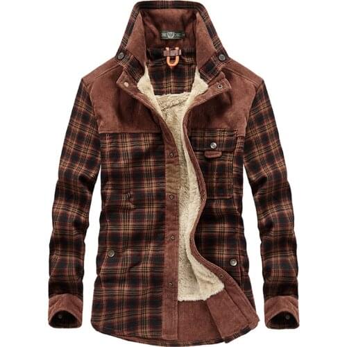 Brand Mens Shirt Thick Warm Winter Shirts Men Fleece Plaid Pure Cotton Camisa Masculina Casual Fashion Gentlemen Chemise Homme