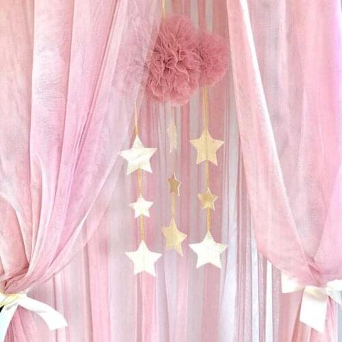 Mesh Yarn Cloud With Star Garland INS Nordic Nursery Tent Hanging Pendant Kids Room Decoration Ornaments Wall Decor Wind Chimes