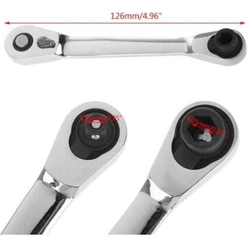 1/4" Dual Head Square Ratchet Socket Wrench Hex Bit Driver Screwdriver 72-Tooth