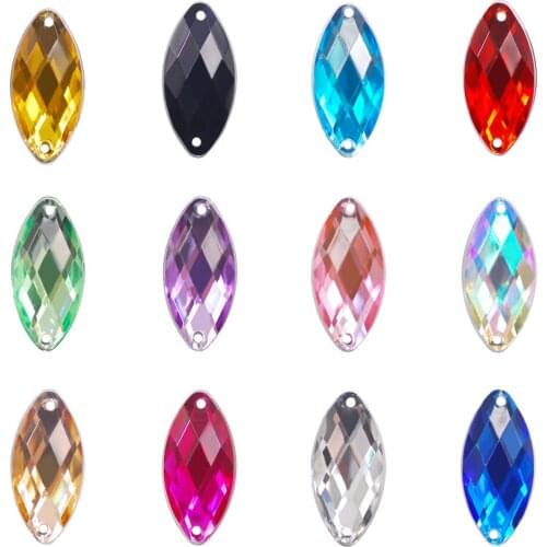 5*10mm 6*12mm 7*15mm 9*10mm Horse eye shape Sewing Crystal Acrylic Rhinestone For Clothes Crafts Jewelry DIY Flatback Stone