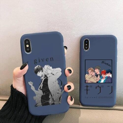 Japan Given Anime Fitted Music Gay Phone Case for iPhone 12 mini 11 Pro XS MAX X XR 7 8 6 Plus Candy Color blue Silicone Cover