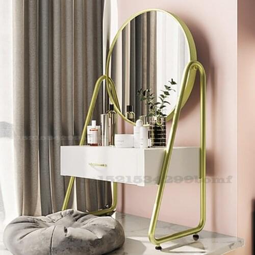 Nordic Dressing Table Bay Window Single Drawer Gold Makeup Table Short Foot Dressing Tables Environment Friendly and Tasteless